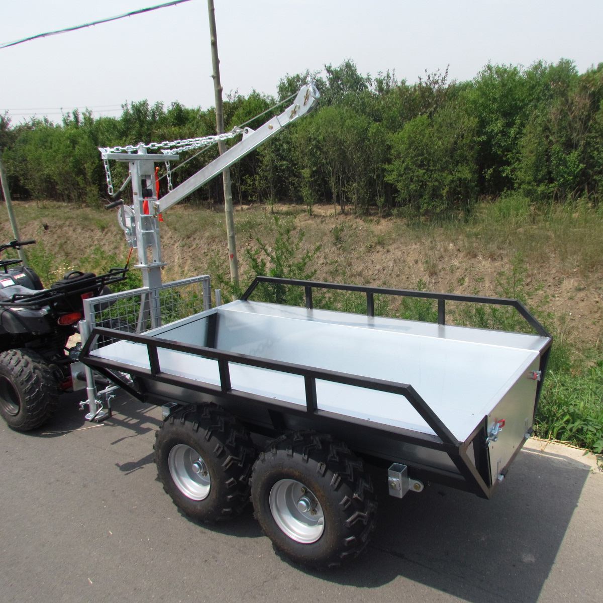Log transport trailer with winch atv garden trailer