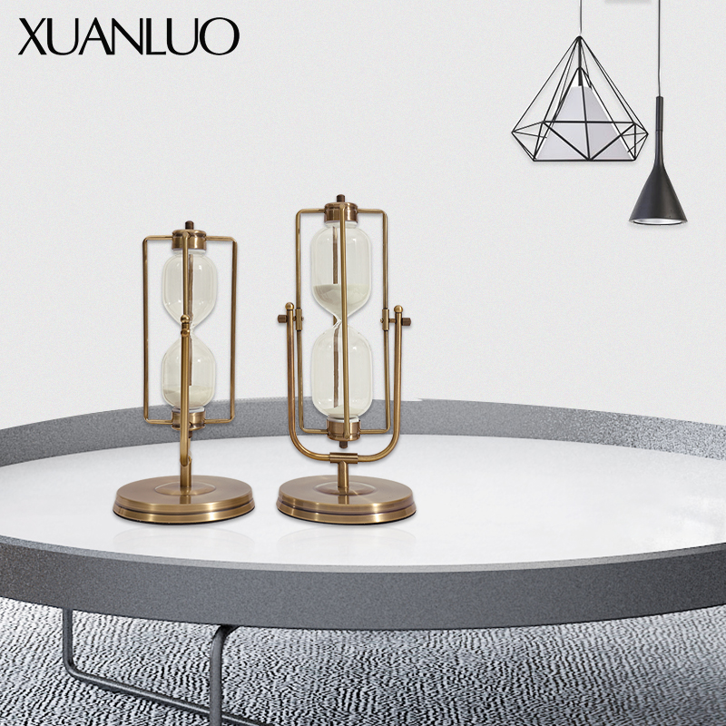 Hot sale metal hourglass Stock ready to ship Small rotating sand hourglass timer for home decoration hourglass decoration