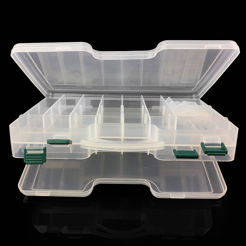 29.5*19*6cm Double-sided 14 Compartments High Strength Transparent Plastic ABS Fishing Lure Fish Bait Box
