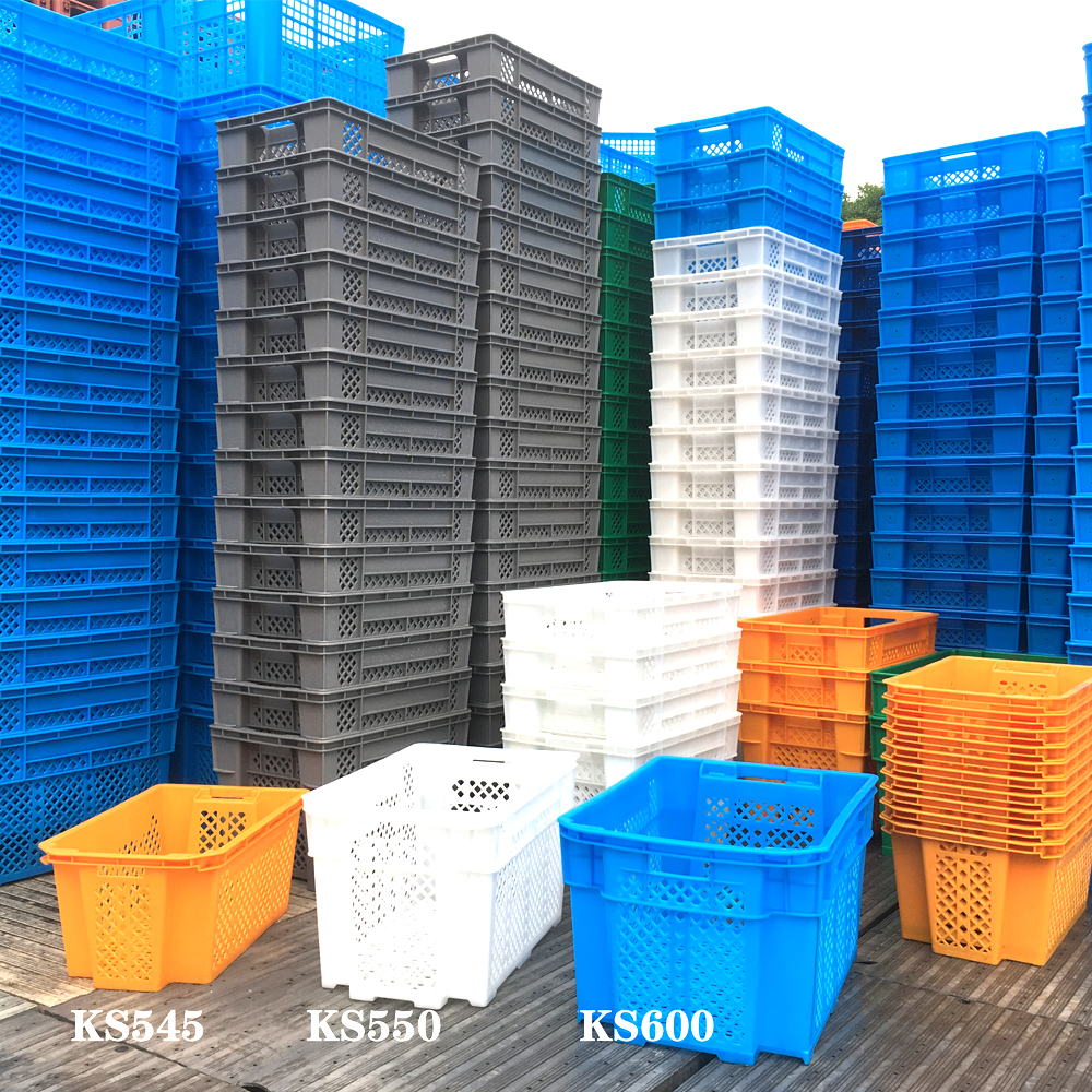 Heavy duty plastic mesh ventilation tomato storage box stackable nestable plastic turnover crate