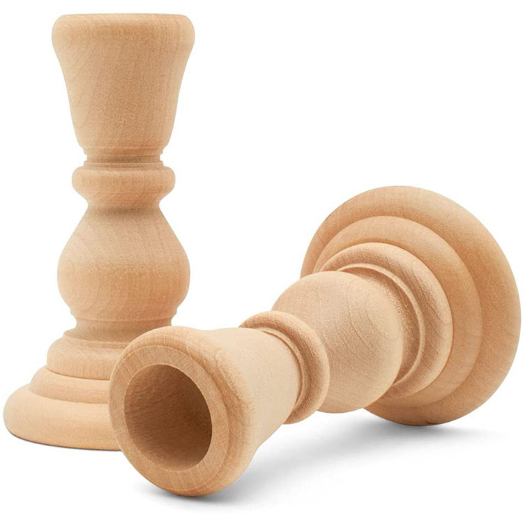 Manufacturers sell well Solid wood customization classic Make paint decoration unfinished wooden candlesticks