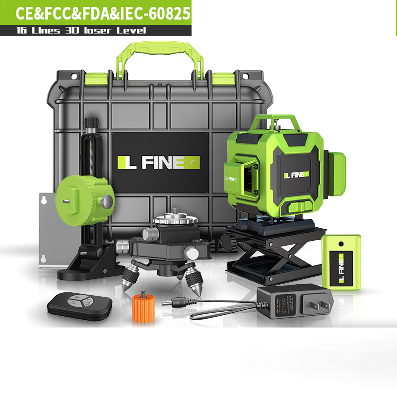 Portable 4d 16 line automatic rotating laser levels suppliers Self leveling 360 Multipurpose green Beam Cross Line Laser Level