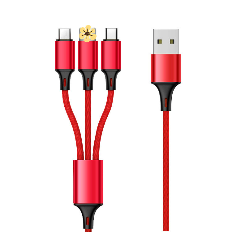 2020 новейший Плетеный Универсальный 3 в 1 многопортовый USB-кабель зарядный шнур с разъемами Micro-C для сотовых телефонов и планшетов