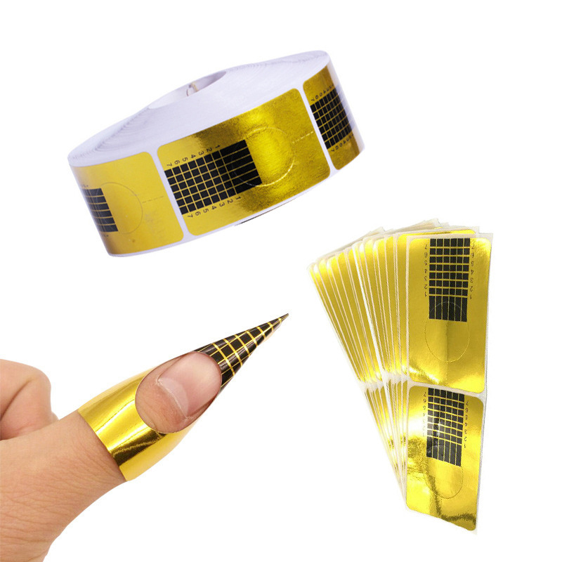 500pcs French Nail Form Tips Acrylic UV Gel Extension Curl Form Nail Builder Gel Sticker Nail Art Guide Mold Manicure DIY Tool