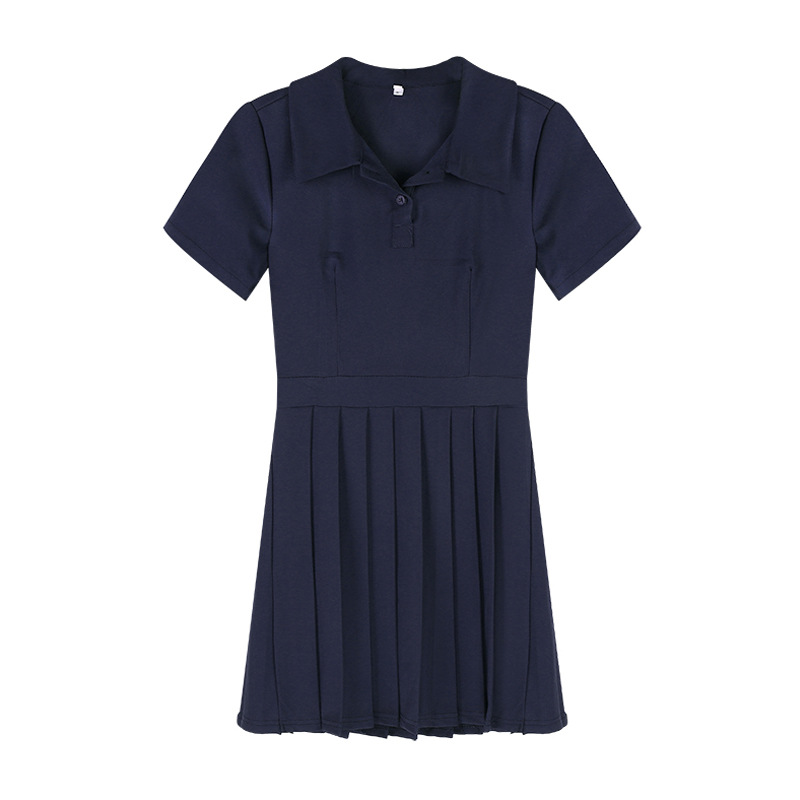 TCXW080302 School Girls Design Pleated Pinafore, Navy School Uniform Dress