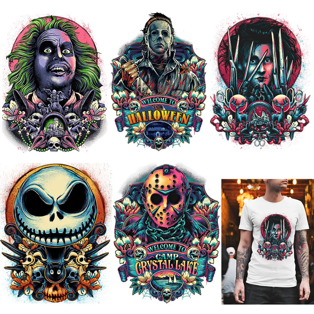 Sewill DTF Halloween Horror Killer fashion design custom  screen heat transfer sticker  for T shirt