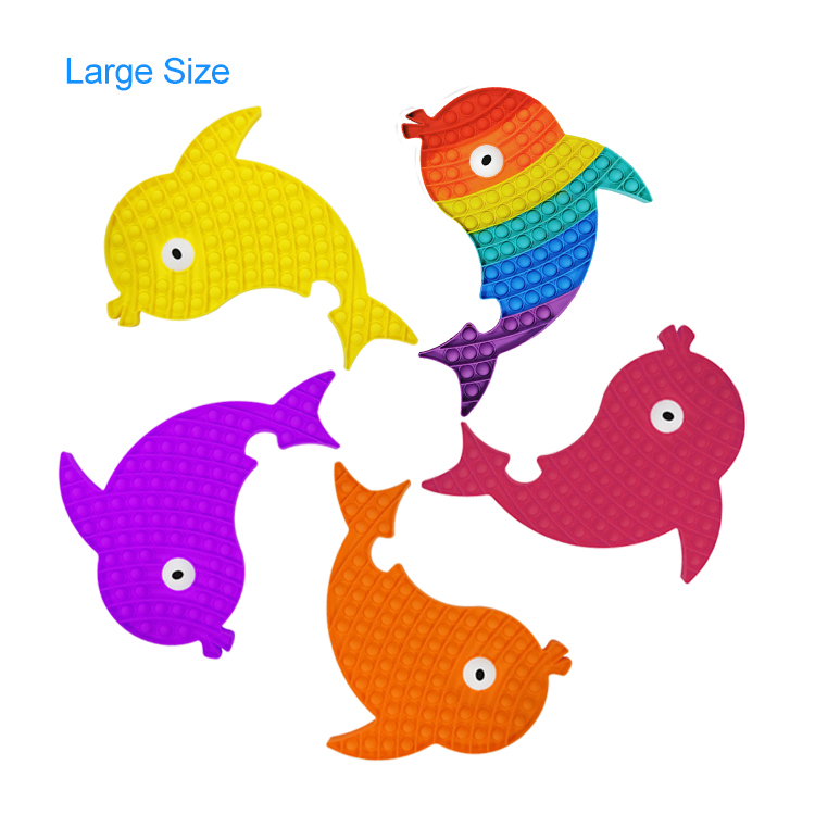 New big size silicone dolphin shaped bubble sensory push fidget toys set