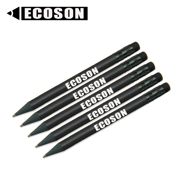 Custom Imprinted Logo Branded Round Barrel Painted HB Lead Mini Golf Pencils Bulk Mini Matte All Black Wood Pencil with Rubber