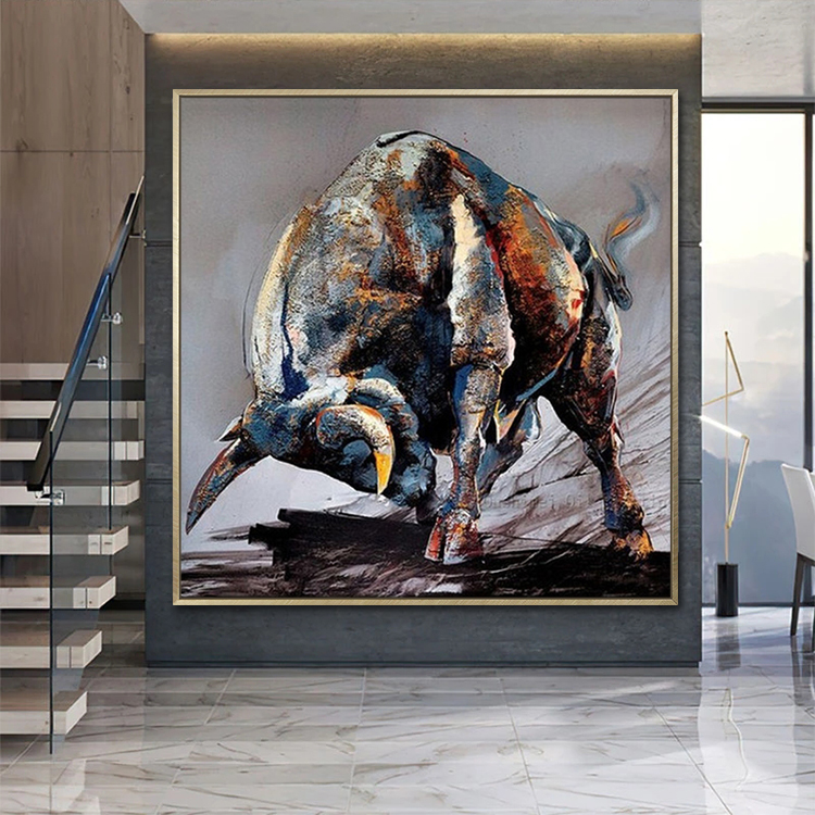 Cow Abstract Bull Modern Wall Hanging Decor Art Picture Home Decoration Animal Painting On Canvas