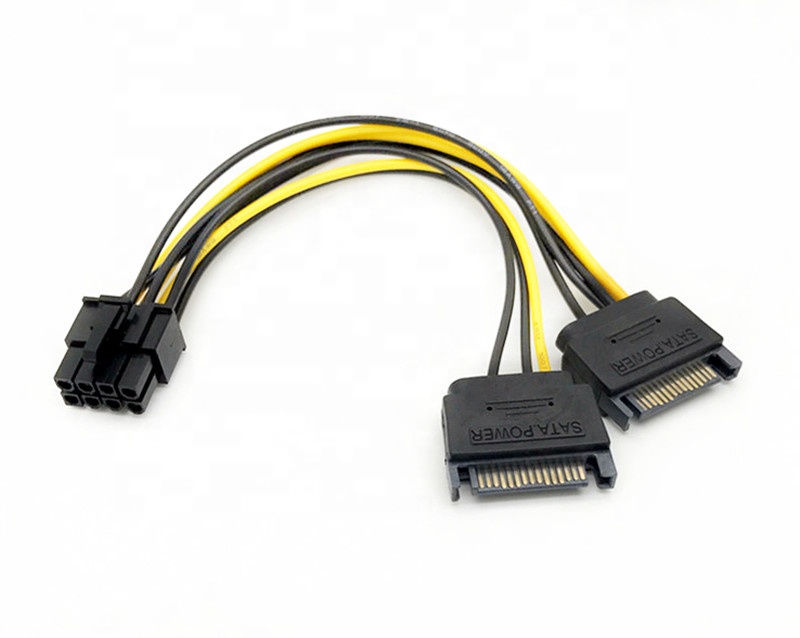 PCI-e 8-контактный Двойной 15-контактный SATA Штекерный адаптер питания кабель высокого качества 18AWG провод для видеокарты