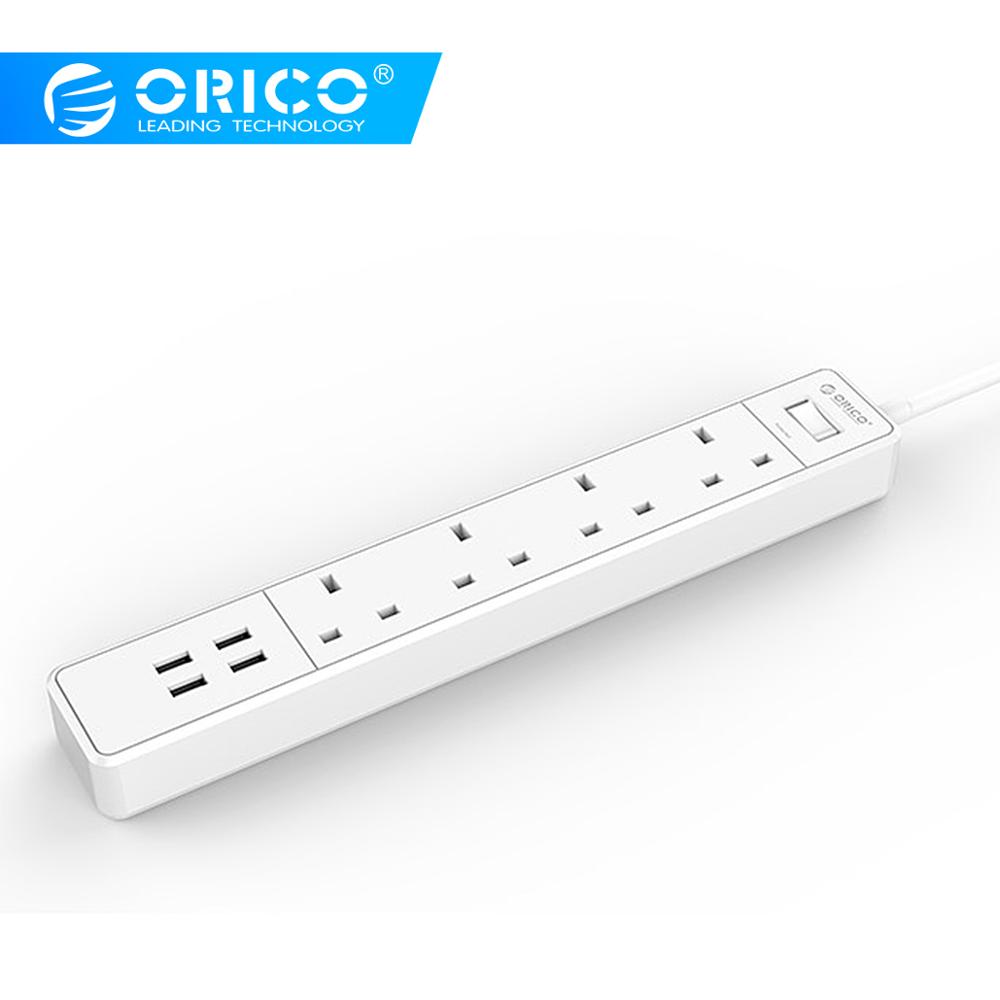 ORICO Smart 4 розетки энергосбережения стабилизатор напряжения с 5 порты USB мощность полосы OSC-4A4U-UK
