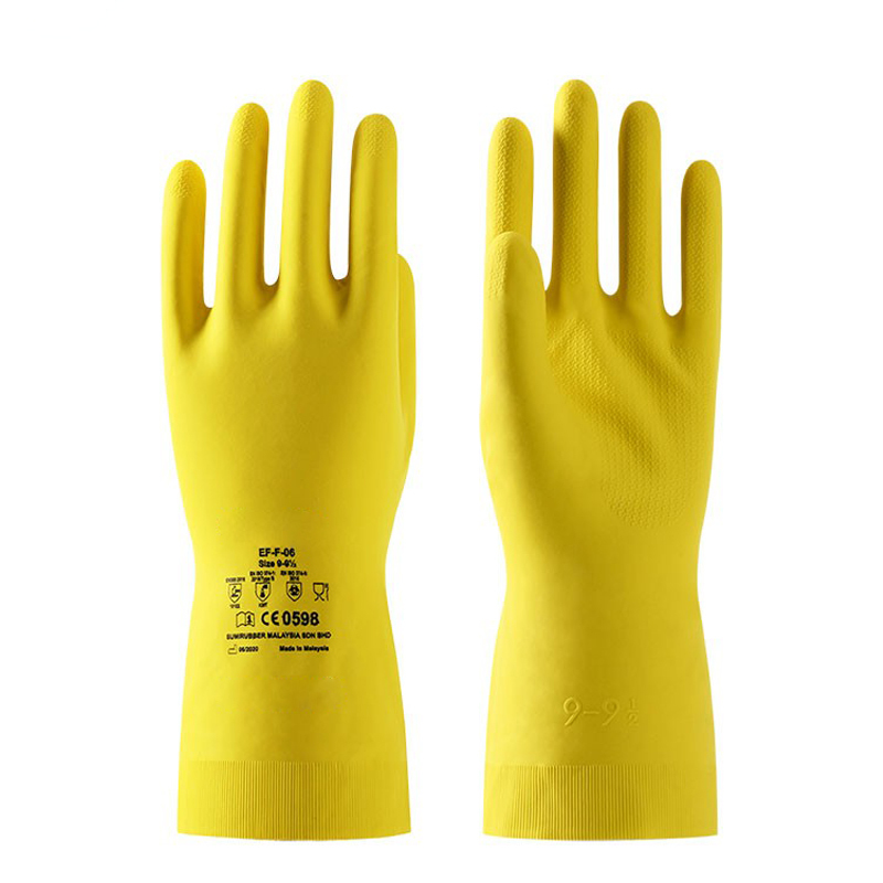 Industrial XL Rubber Gloves Cotton Liner Safety Household Kitchen Washing Dishes Anti-Slip Machinery Work Chemicals Food Use