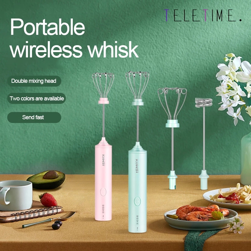 USB Charging Egg Beater Electric Coffee Mixer Household Milk Shaker Maker Frother Foamer Handheld 4-Speed Adjustable Blender
