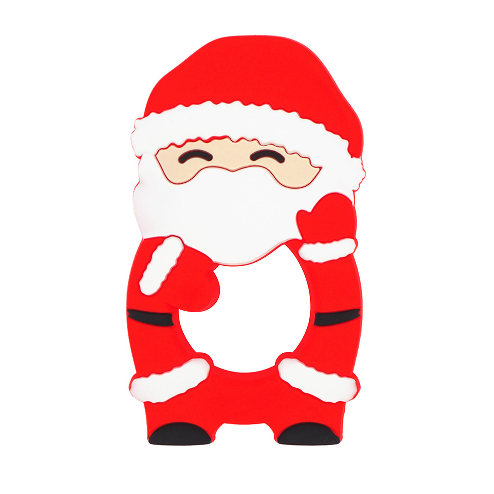 Newest Stylish BPA Free Santa Claus Silicone Teether Newborns Food Grade Baby Christmas Teether Gifts