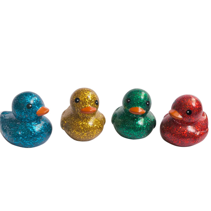 2021 hot sale Vinyl material small bath duck toy with glitter