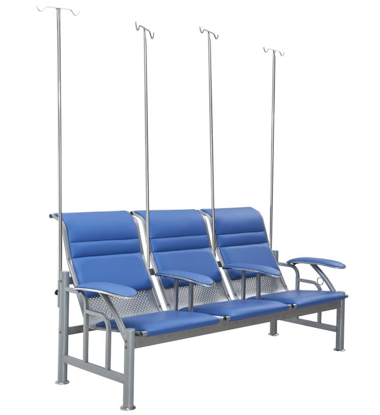 3-Person Infusion Chair Medical Stainless Steel Pole Furniture for Patient Transfusion Hospital Chairs