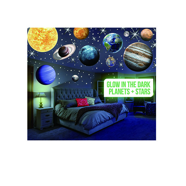 Sheets Decal Planet Wall Solar System Wall Decals Galaxy Astronaut Rocket Spacecraft Alien Wall Mural for Kid