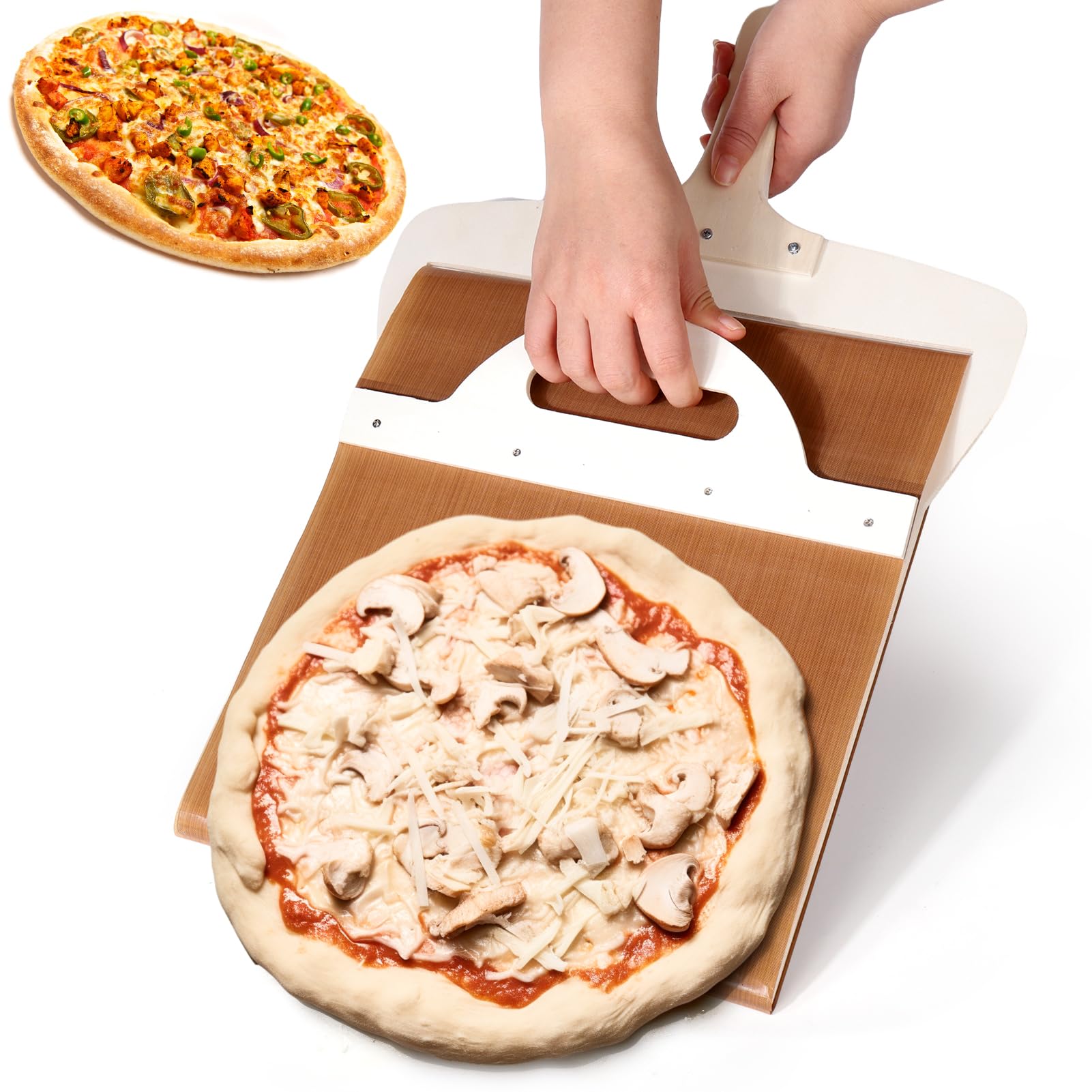 Non Stick Pizza Shovel Palksky Sliding Pizza Peel with Handle, 12inch Pizza Smart Slider Paddle