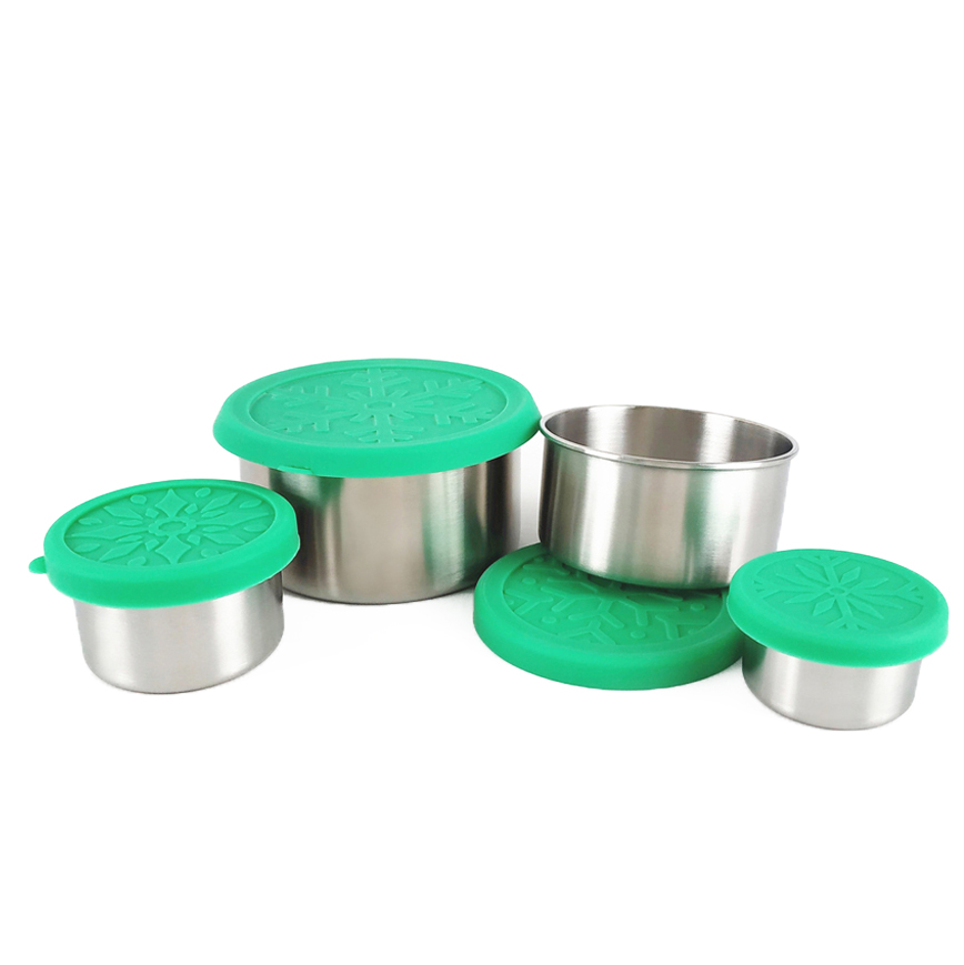 LIHONG Hot Sale Stainless Steel Lunch Box Silicone Food Containers luxury airtight jar metal snack bento lunch box for kids