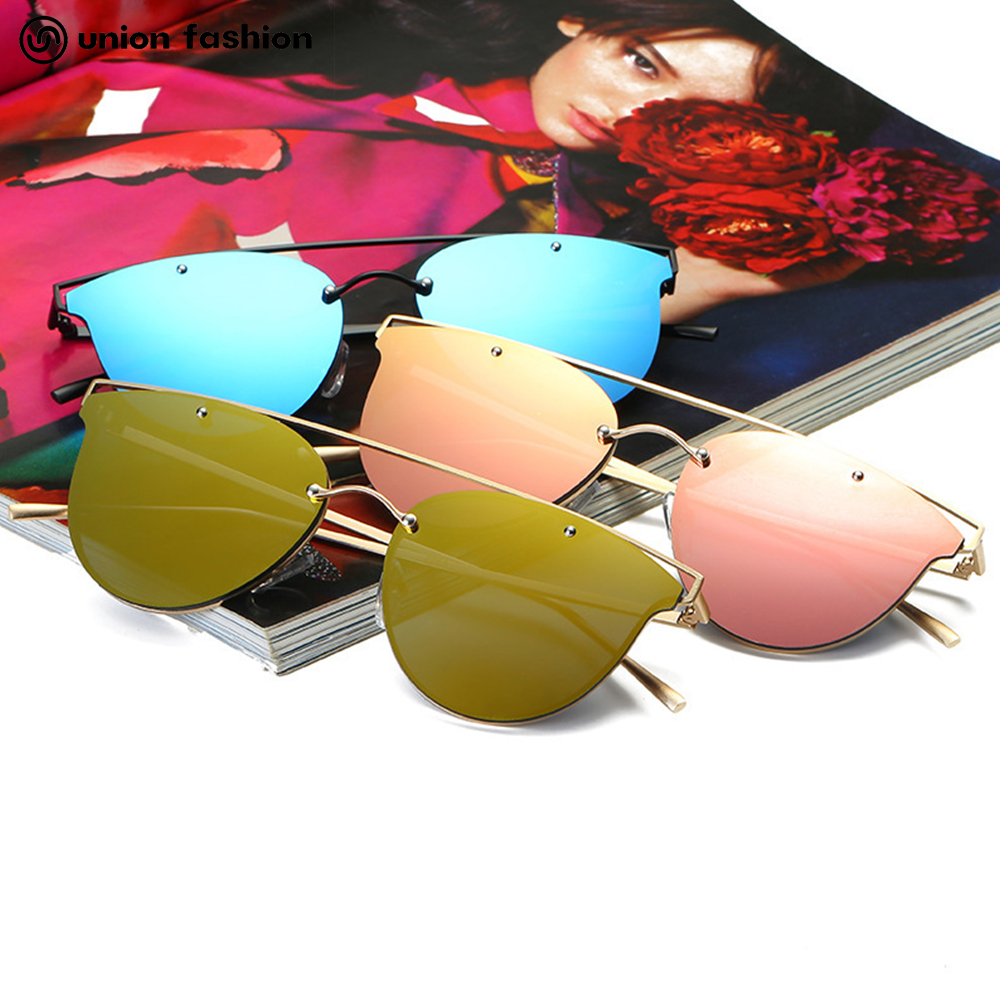New Fashion Designer Stylish Mirror Metal Frame Cat Eye Female Sunglasses