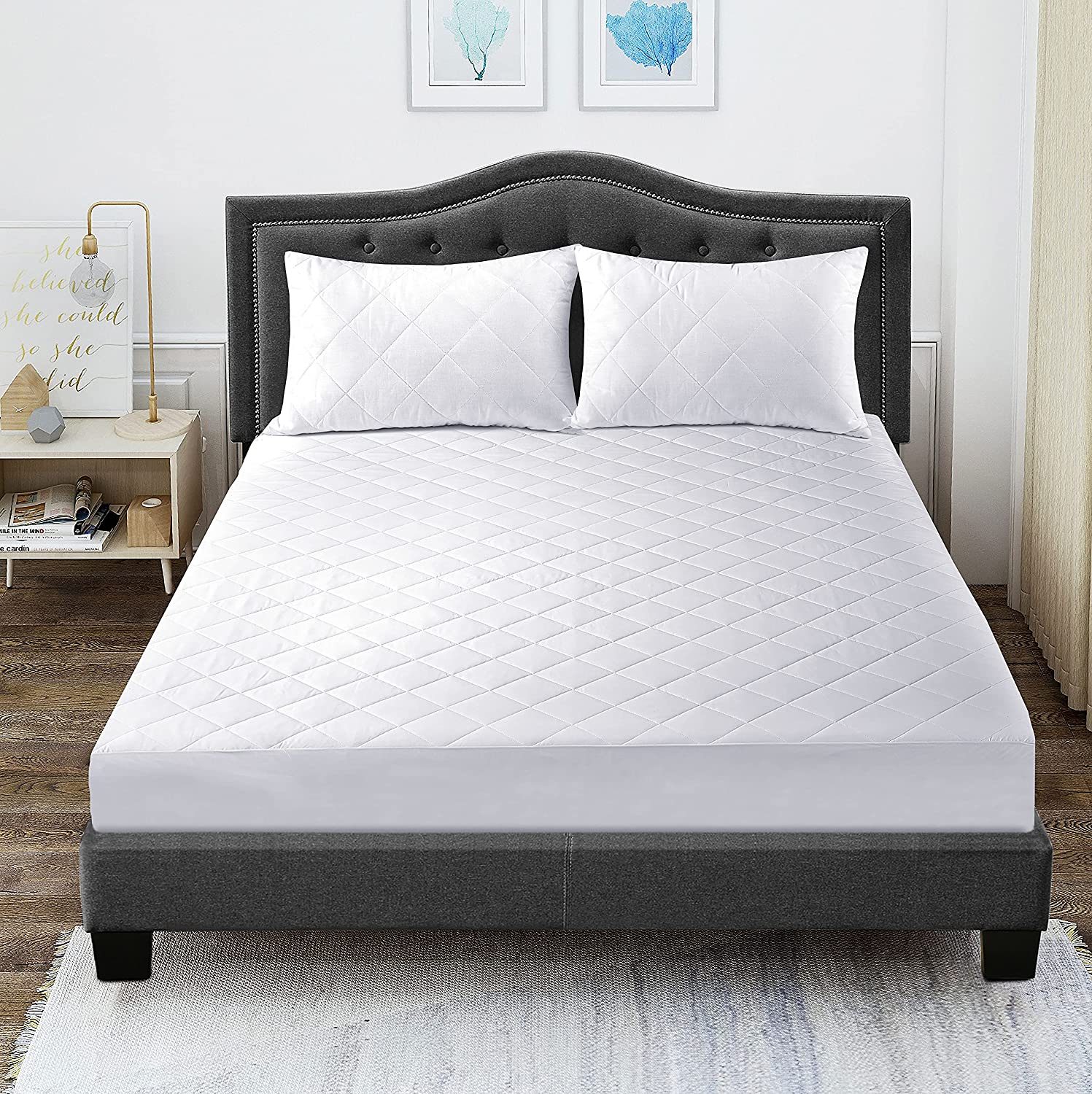 VITOTEX Soft Hypoallergenic Quilted Mattress Protector Extra Deep up to 36cm Breathable Microfibre Fitted Mattress Cover