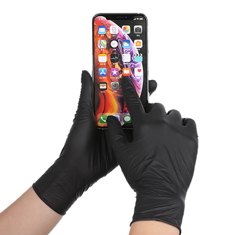 Спот 100 шт. одноразовые Guantes нитриловая и виниловая смесь латекса и без порошка черные Guantes