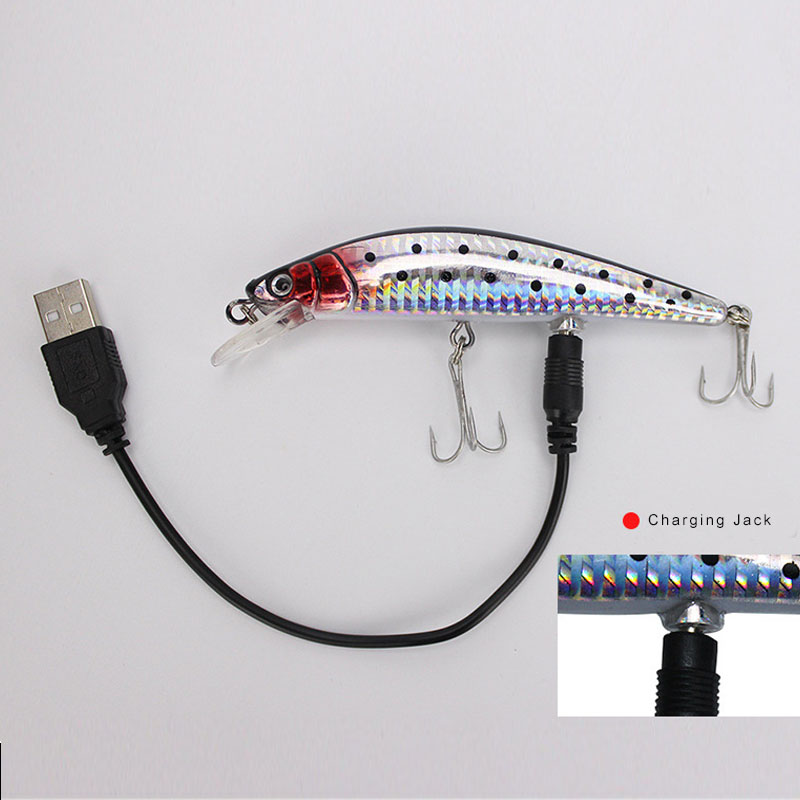 Перезаряжаемые по USB рыболовные приманки, мигающая жесткая приманка со светодиодной подсветкой, 120 мм, 19 г, электрическая жесткая приманка в виде гольяна