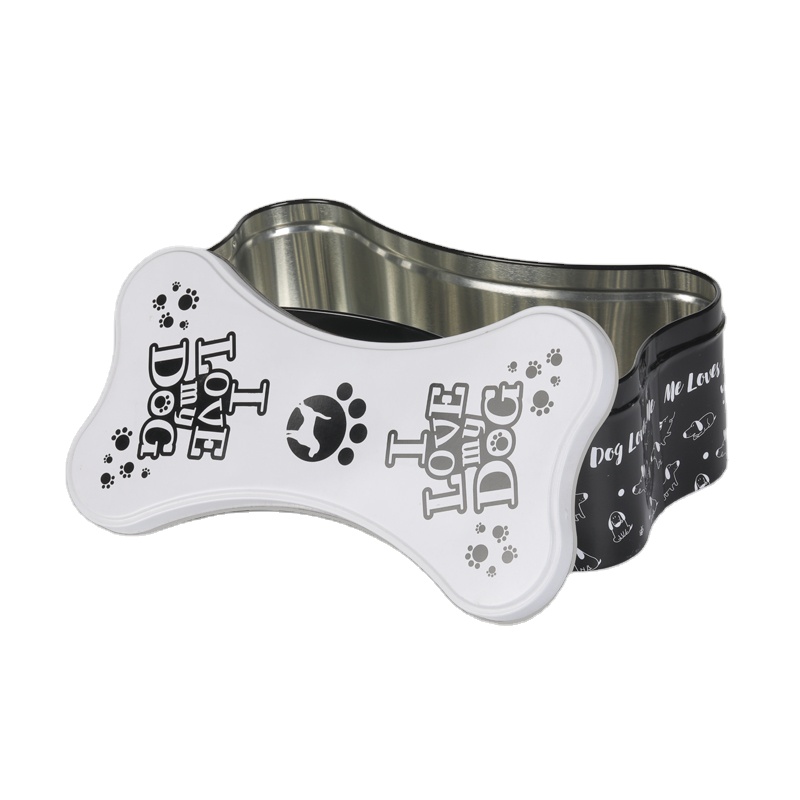 New Style Cookie Tin Bone Custom Printed Tin Cookie Can Bone Shaped Cookie Gift Box