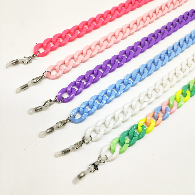 Retro Bright Candy Color Straps Lanyards Transparent Color Reading Glasses Hanging Neck Acrylic Sunglasses Chain Glasses Chain