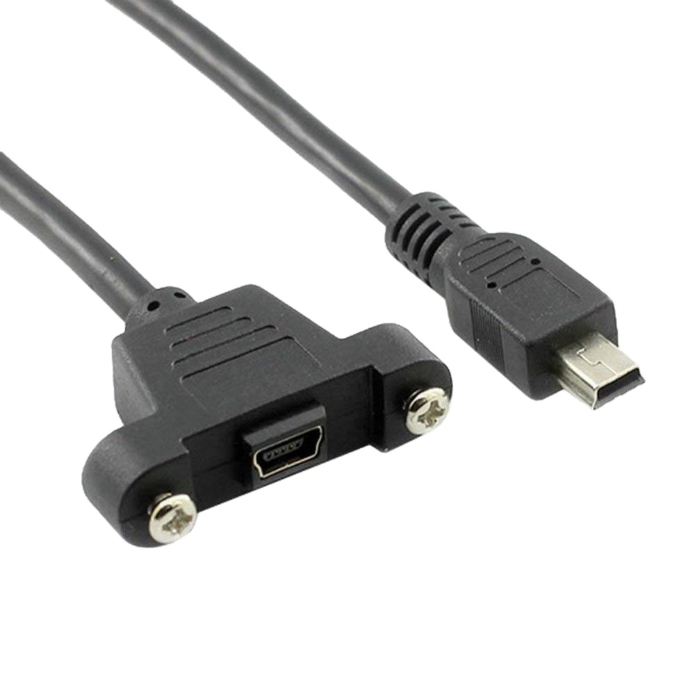 Лидер продаж, Панельное крепление типа USB 2,0, USB Mini B, штекер на USB Mini B, гнездовой кабель с винтами, 1 фут, черный