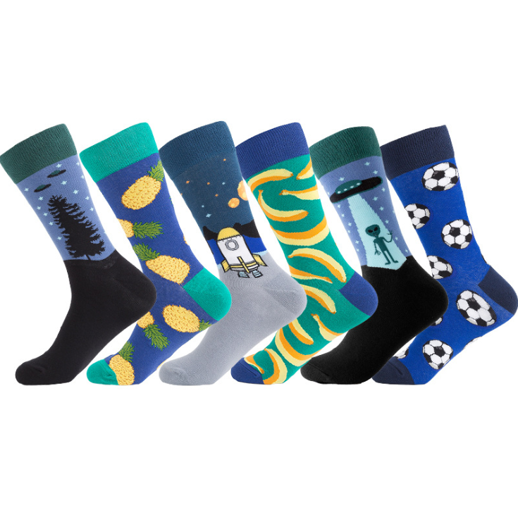 Модные забавные мужские хлопковые носки calcetines personalizado alien banana football