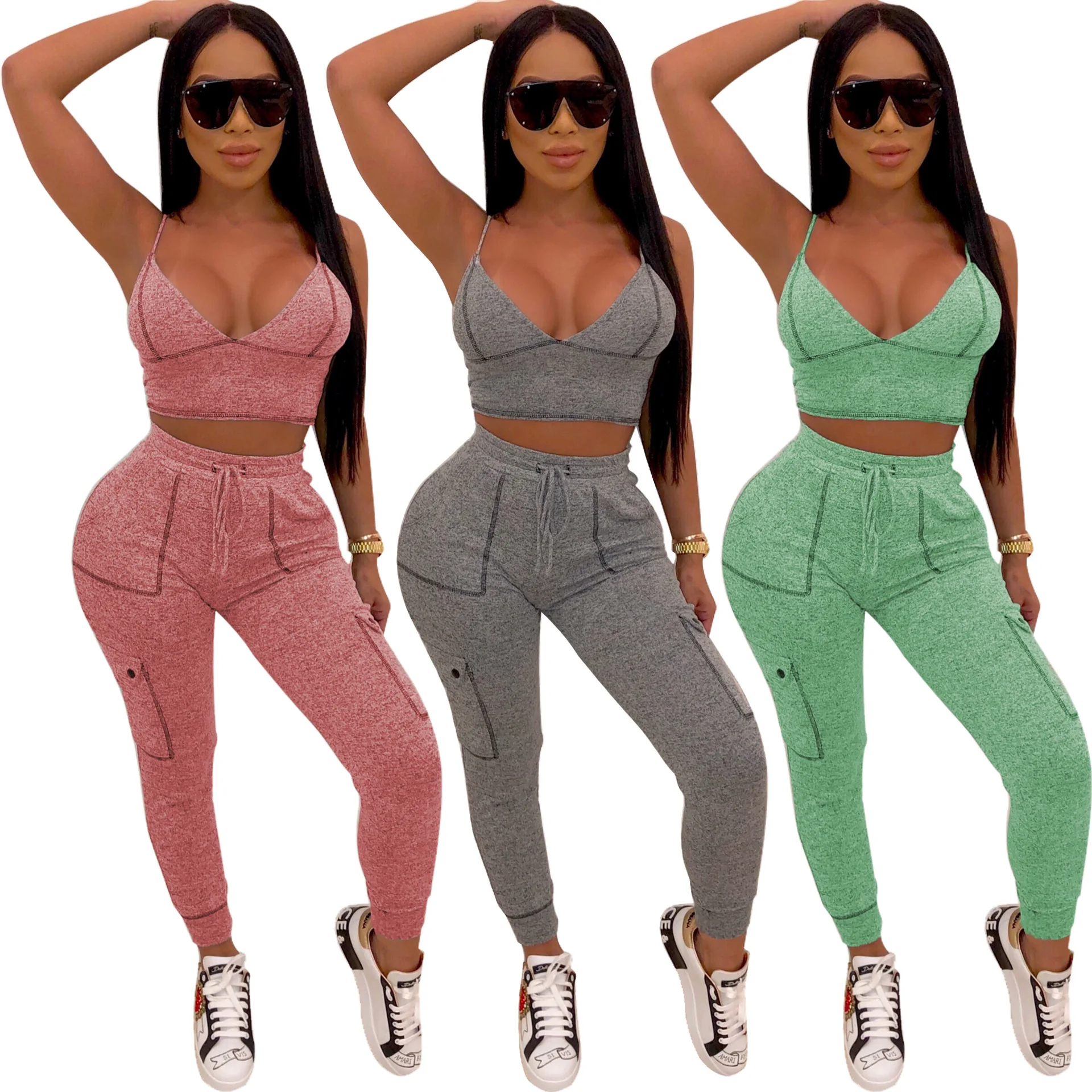 2020 New Summer Women 2 Piece Clothing Sexy Top And Pants Jogging Tracksuit Set