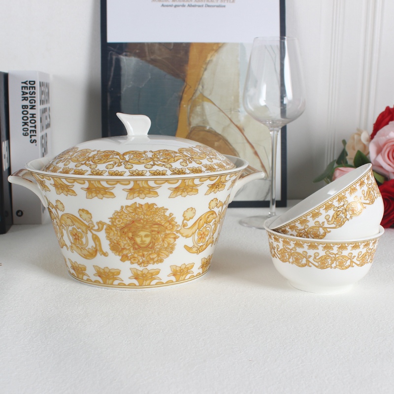 2021 New Factory Price Hot Sale Ceramic Porcelain Soup Tureen Cooking Pot With Lid