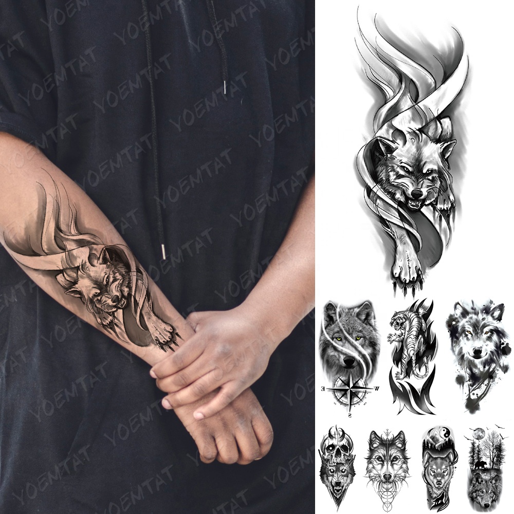 YOEMTAT Wolf Tiger Animal Temporary Waterproof Lasting Tattoo Sticker