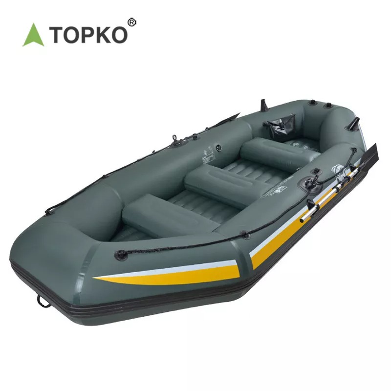 TOPKO cheap 3-4 person drifting surfing inflatable pvc explore rowing boats fishing top fishing kayak