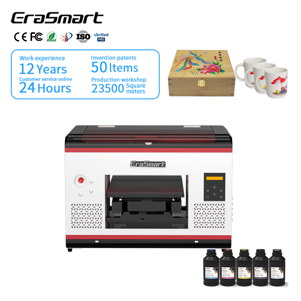Erasmart A3 3250 Inkjet UV Flatbed Printer For Pen Golf Ball Pvc Card Printing Shop Machines UV Printer For Small Business