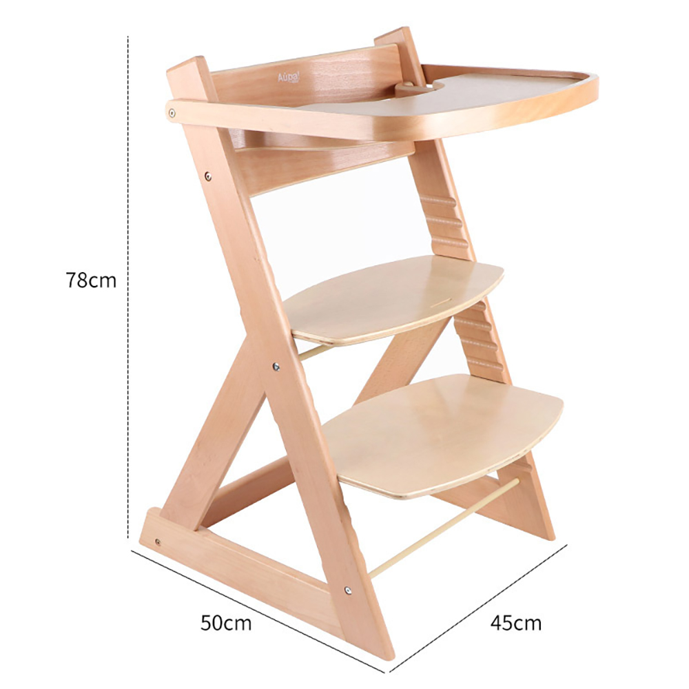 Foldable wood children's high chair portable multi-functional baby dining growth adjustment high chair