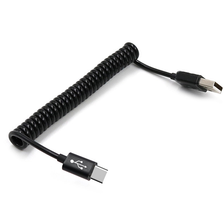 Custom USB Type C male cable Customized USB-C Cable 3A 5A 18W 100W USB C Spring Spiral Curly Coiled Cord