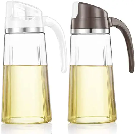 Olive Oil Dispenser Bottle Condiment Oil and Vinegar Dispenser Glass Sauce Olive Oil Dispenser With Automatic for Kitchen