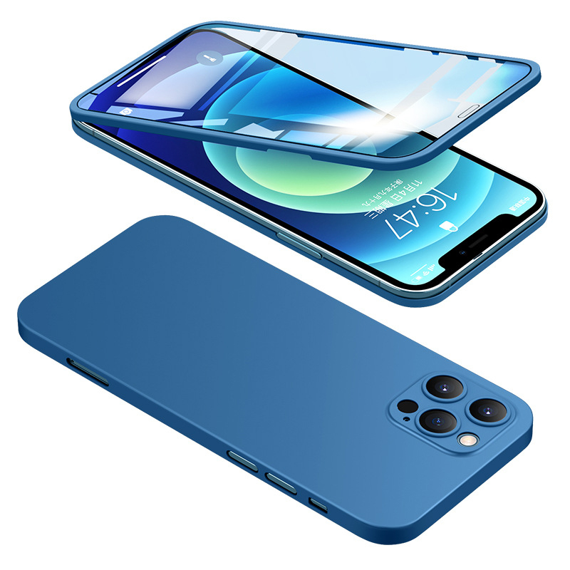 Чехол для телефона с полным покрытием 360 градусов для iPhone 12 PC, защитный чехол для iPhone 12 Pro Max, чехол с закаленным стеклом