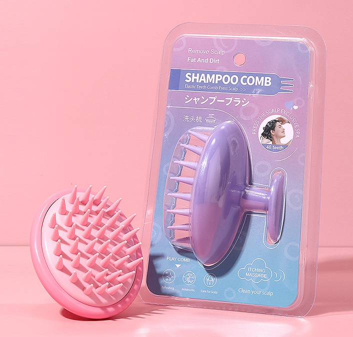 TPR Soft-Toothed Paddle Massage Comb with ABS Handle Round Shape Fashion Design Anti-Static Hair Smoothing for Home Scalp Care