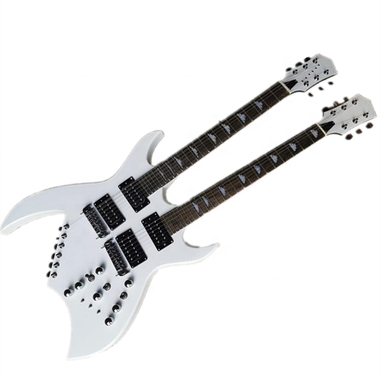 Double Neck Basswood Guitar Electric Guitars in White Made In China