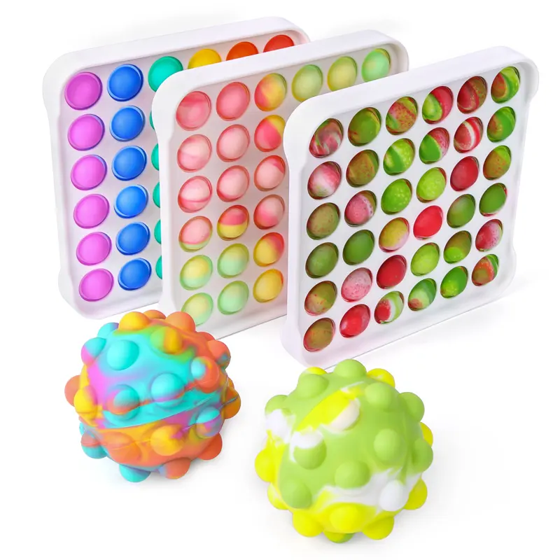 Other Educational Toys High Quality Push Popping Bubbles Fidget Toys Silicone Funny Toys For Stress Relief Fidget Popper It Set