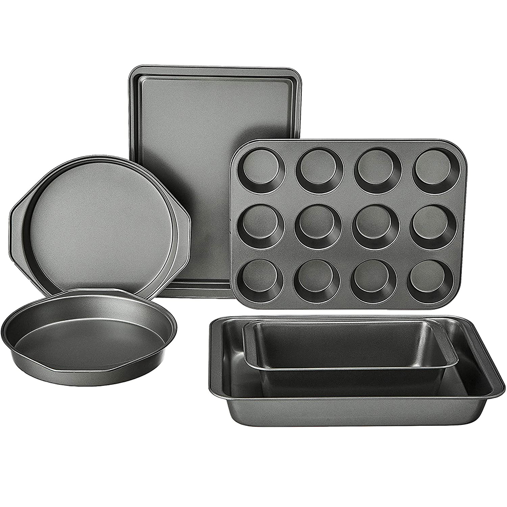 Nonstick 6 Piece Oven Baking Set Biscuits Tray Baking Mould for Loaf Cake Pizza