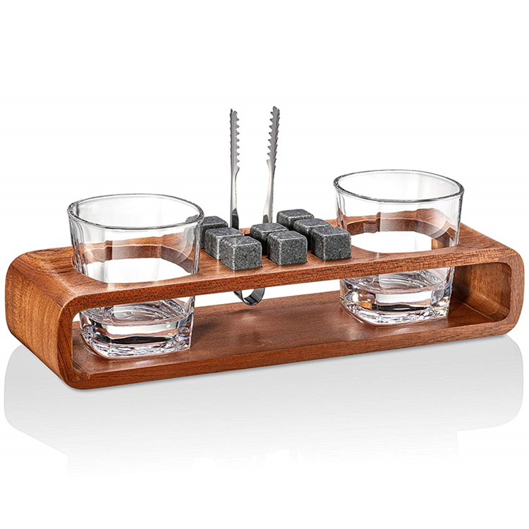 Manufacture supply wood stand whisky glass whisky stone