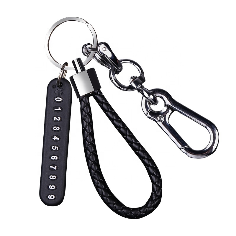 Car keychain pendant anti-lost phone number plate motorcycle braided rope key chain men and women personality creativity