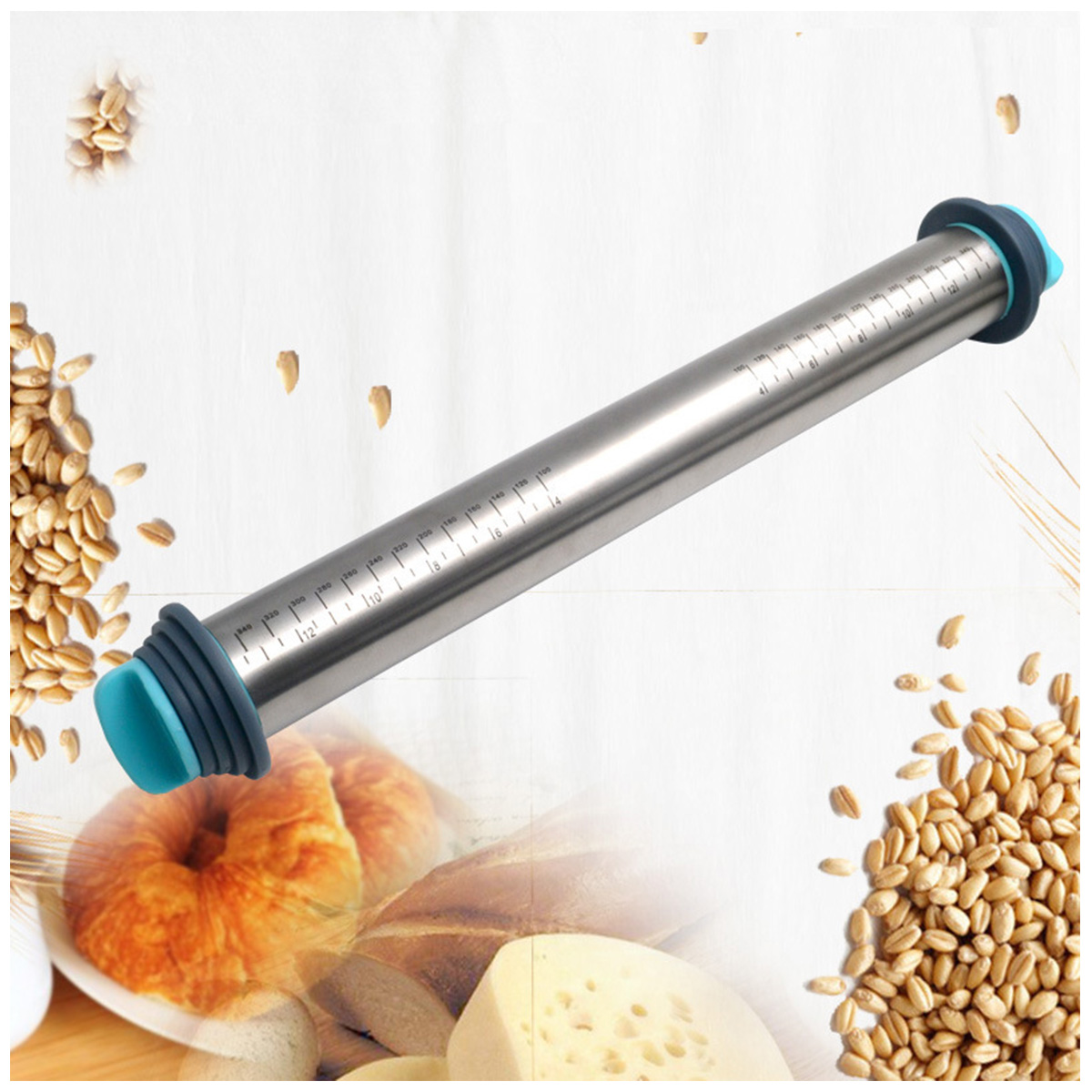 DTK Hot Sale Home Use Adjustable Stainless Steel Rolling Pin with Removable Rings