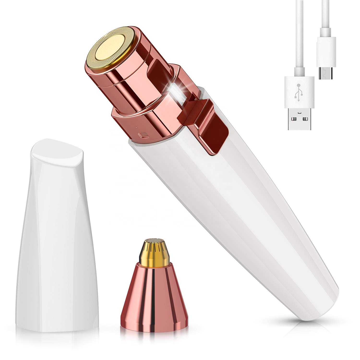 Высококачественный USB Перезаряжаемый 2 в 1 Amazon безболезненный женский мини электрический триммер для бровей Бритва для удаления волос на лице