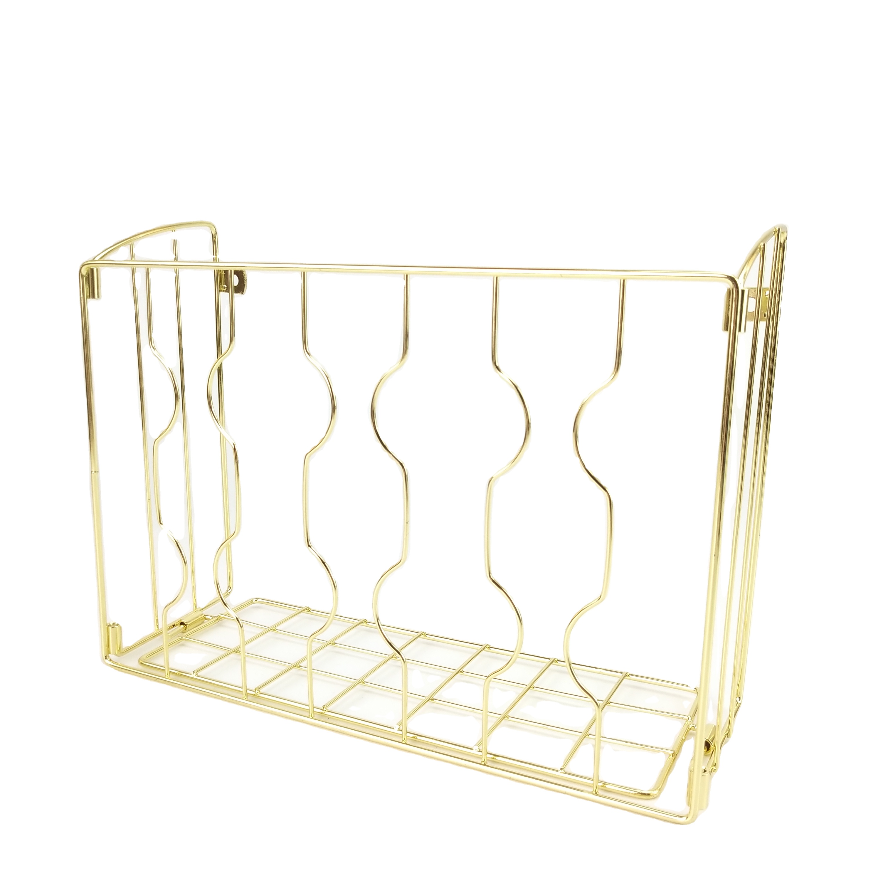 Gold Metal Foldable Office Supply Desk School Accessories Wall Mount Mail Organizer Hanging File Rack Document Magazine Holder