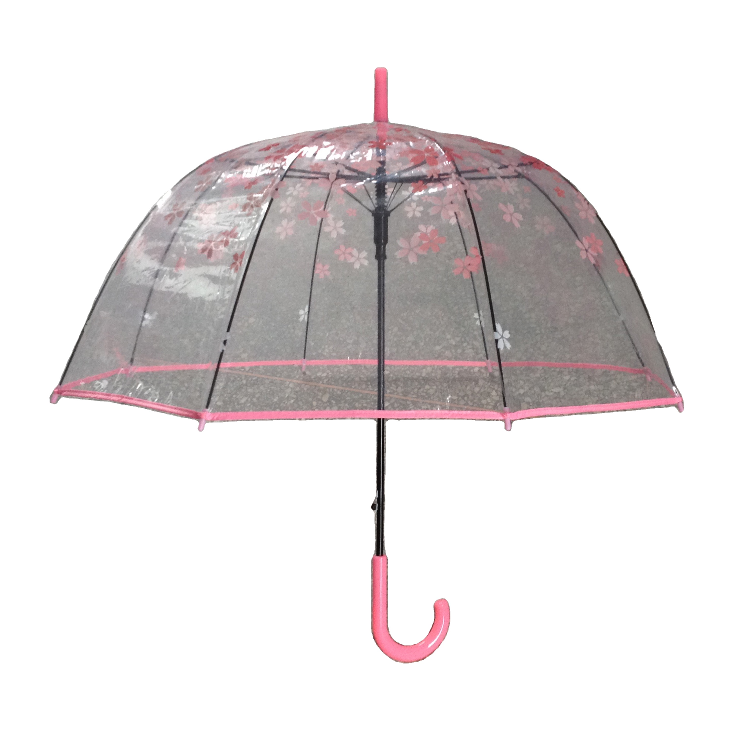 Straight umbrella clear manual open customized print korean transparent umbrella dome shape